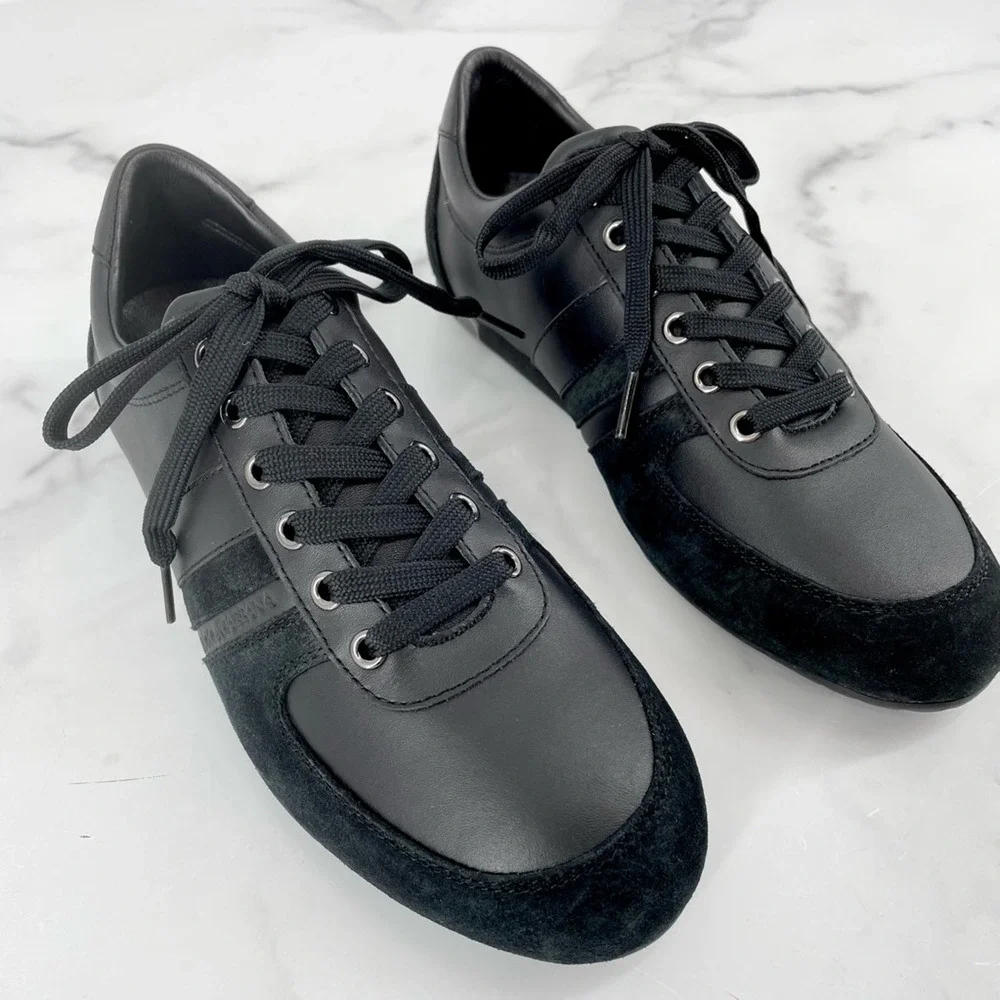 Dolce & Gabbana Mens Sneakers Shoes Black Lace Up Round Toe US 6.5 New